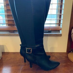 Calvin Klein Black Heeled Boots with Buckle